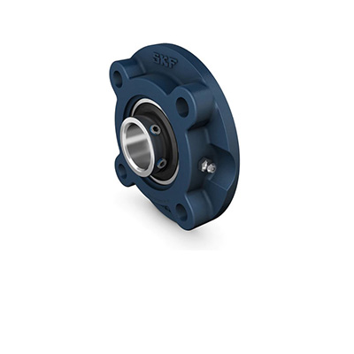 Insert bearing flanged unit with round 4-bolt flange housing, set screws, for metric shaft d20-90mm